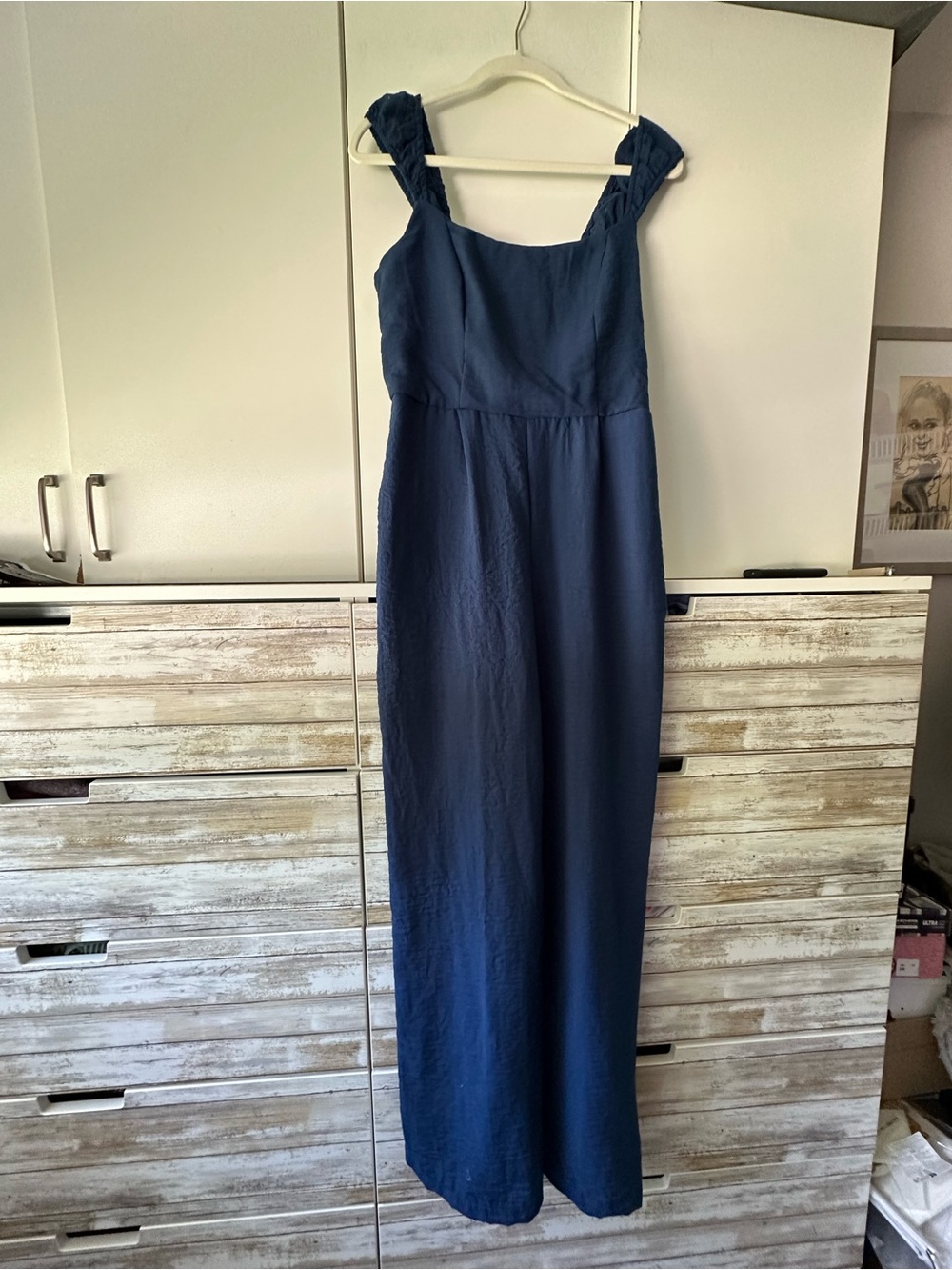 💙 NWT As U Wish Navy Wide Leg Jumpsuit Medium Sleeveless Pockets Palazzo